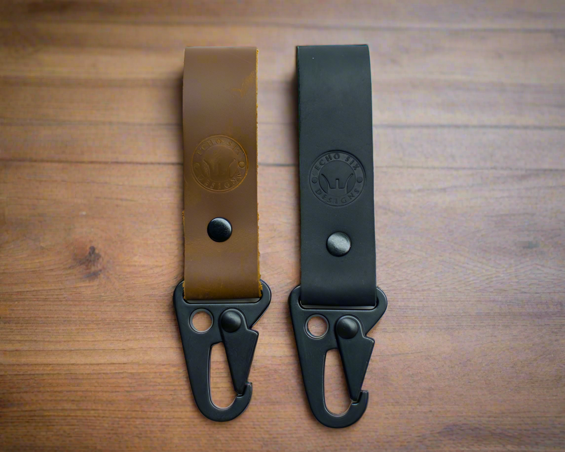Tacticool Hanging Stoned Oil Leather HK Belt Clip Keychain Key Holder