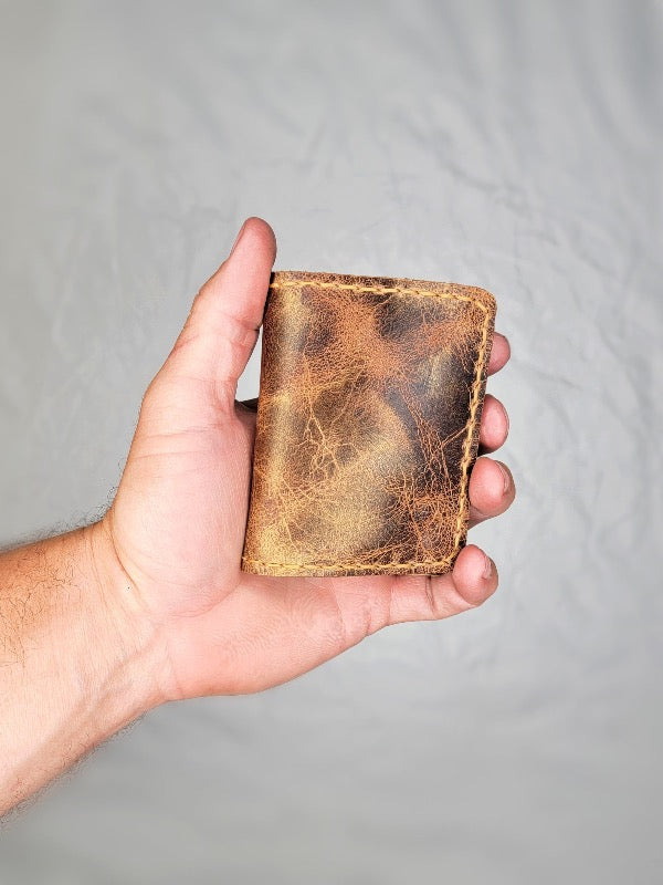 The Baldy. A Handmade Minimalist Leather Bifold Wallet.