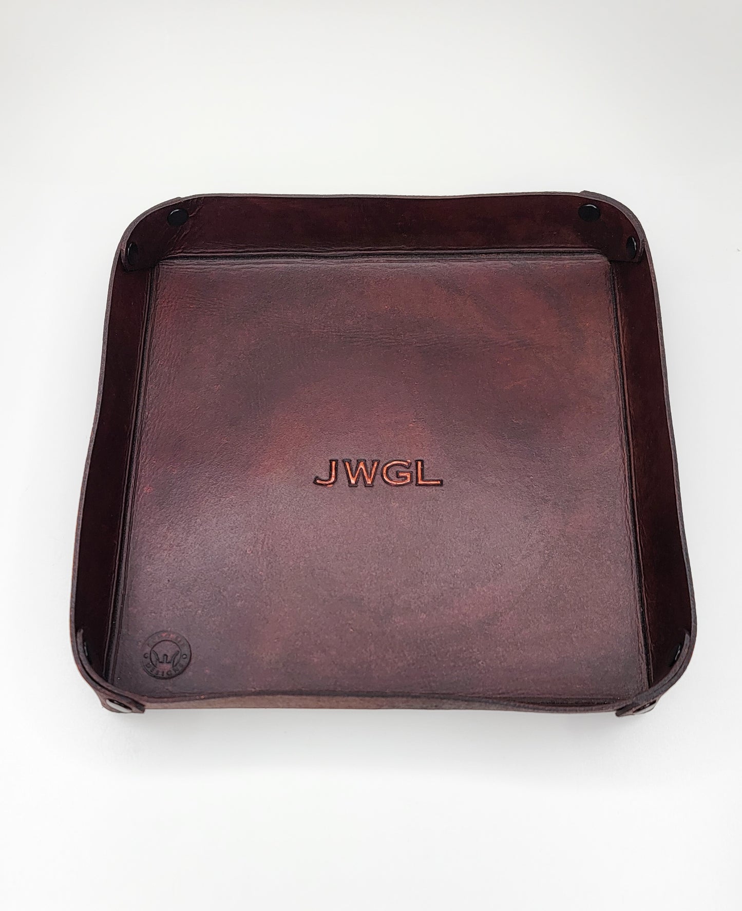 Handmade Leather Valet TrayPersonalized Handmade Full-Grain Leather Valet Tray - Custom Catchall for Keys, Wallet, and Accessories