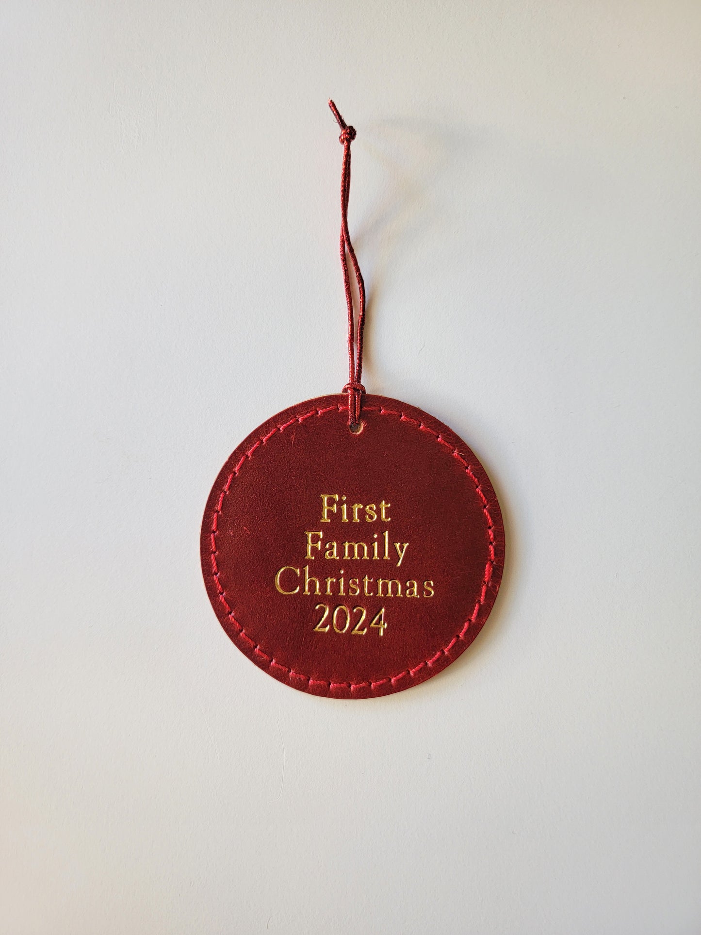 Personalized Real Leather Christmas Tree Ornament | First Family Christmas 2024