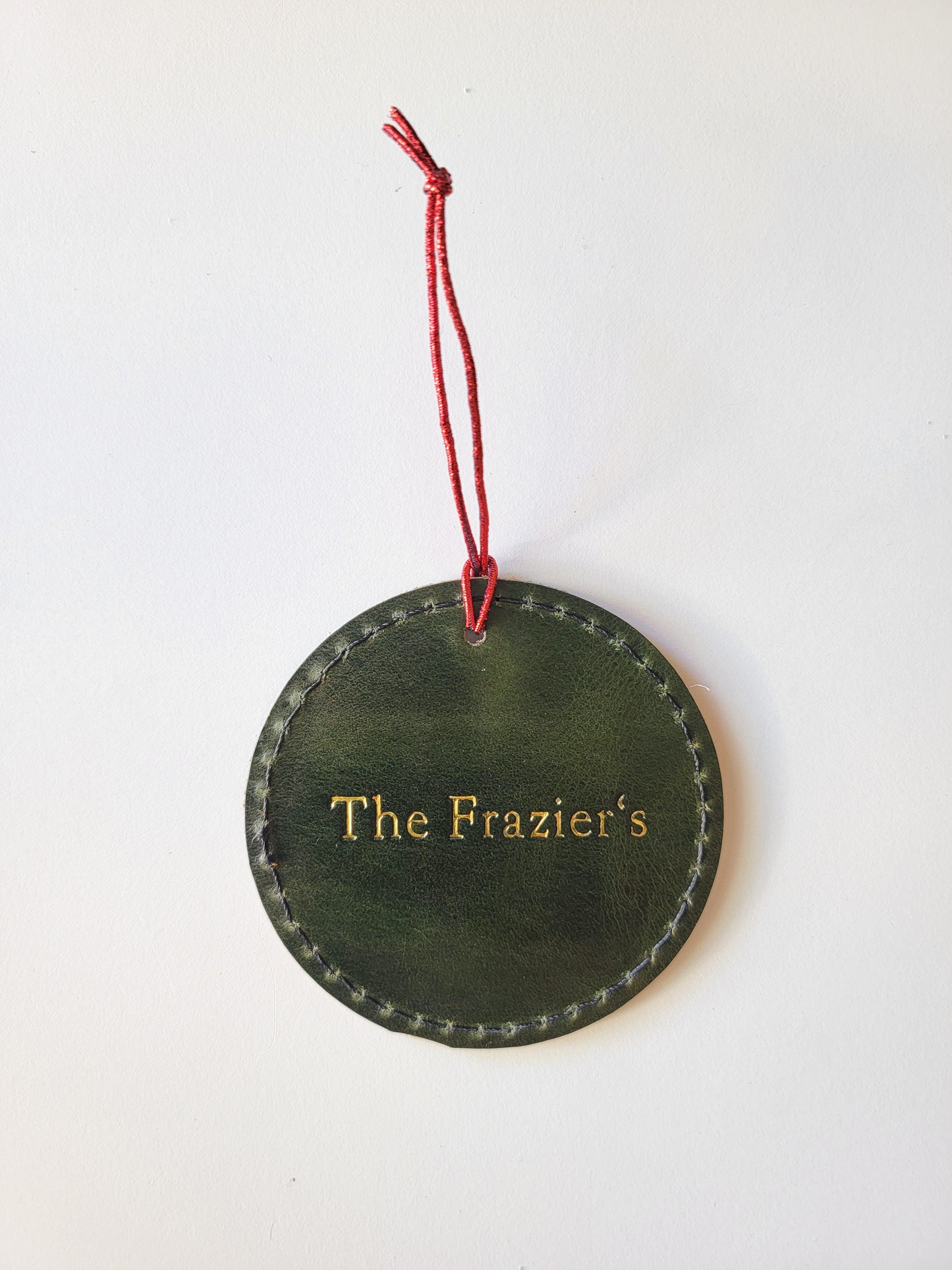 Personalized Real Leather Christmas Tree Ornament | First Family Christmas 2024