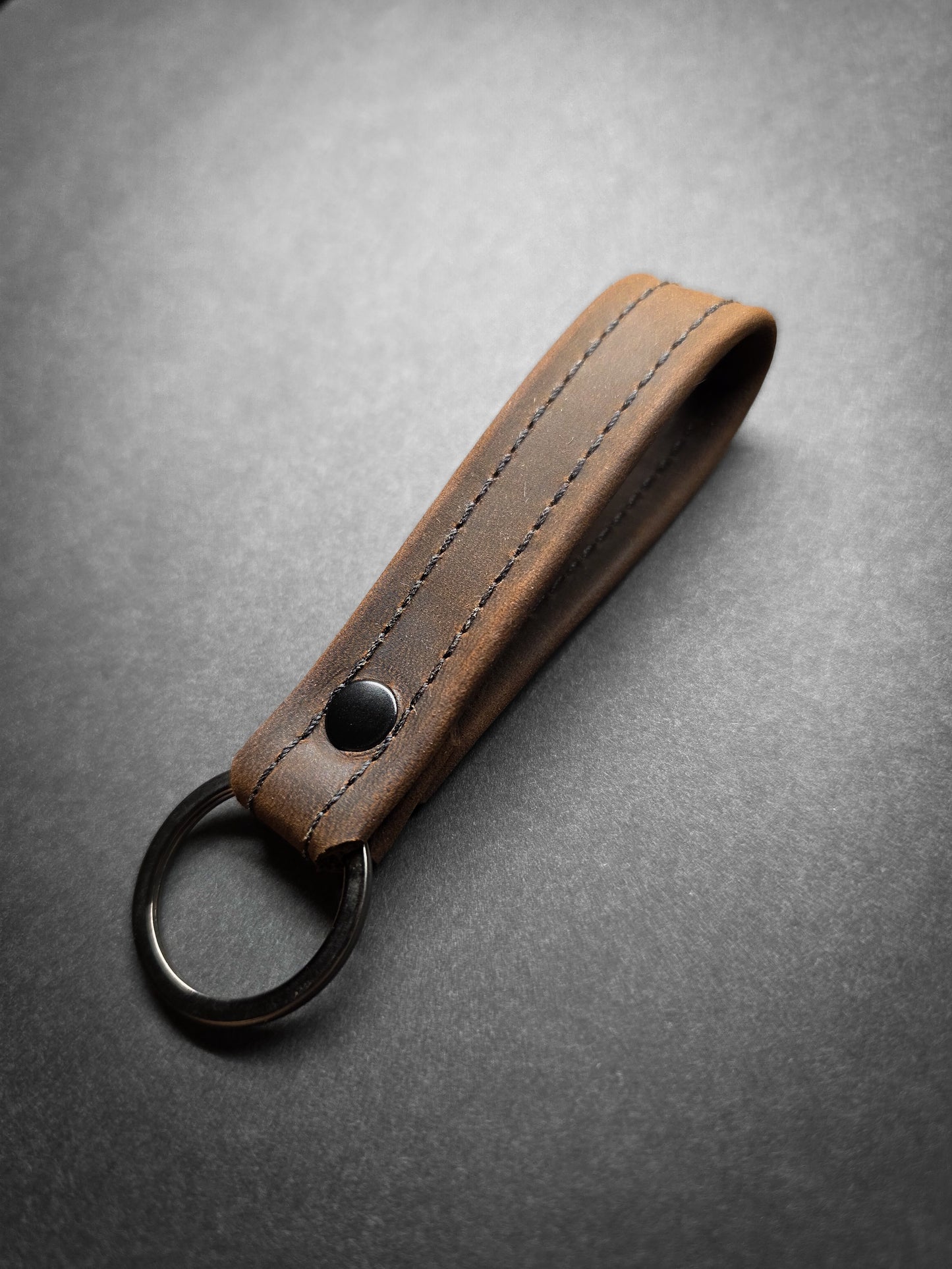 Heritage Leather Loop Stitched Keychain