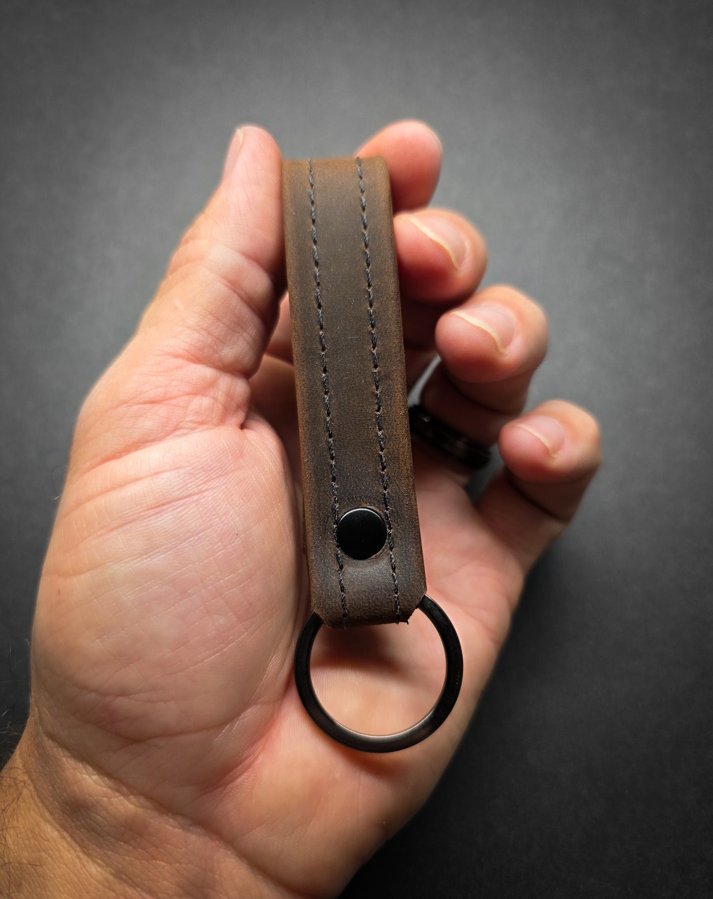 Heritage Leather Loop Stitched Keychain