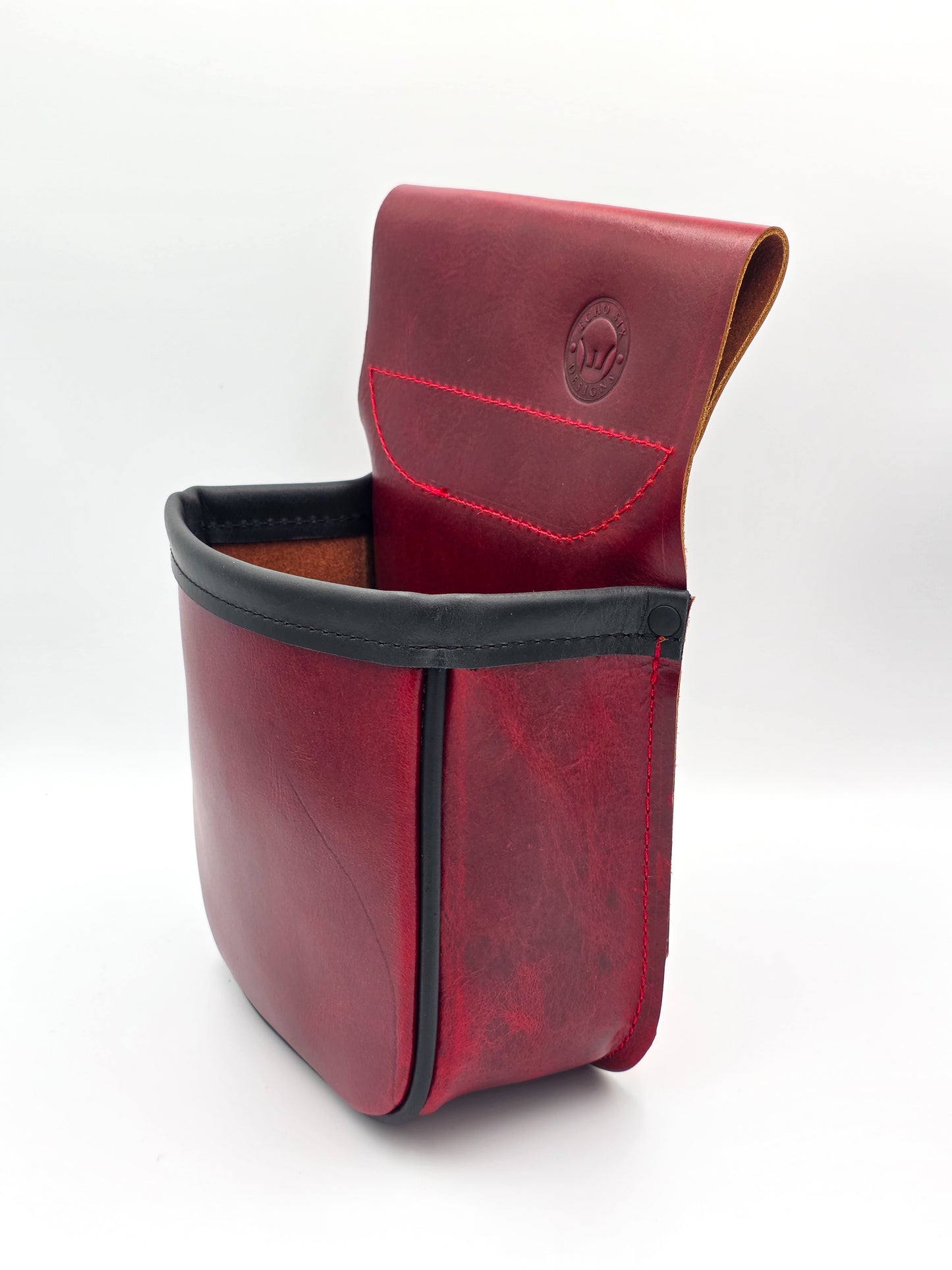 Leather Shotgun Shell Pouch - Single Pocket - Chrome Tanned Red and Black