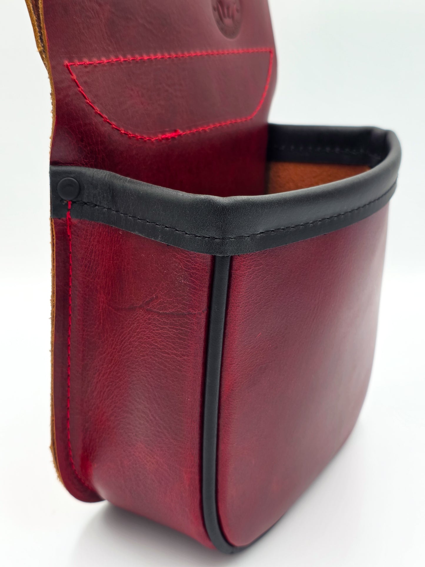 Leather Shotgun Shell Pouch - Single Pocket - Chrome Tanned Red and Black