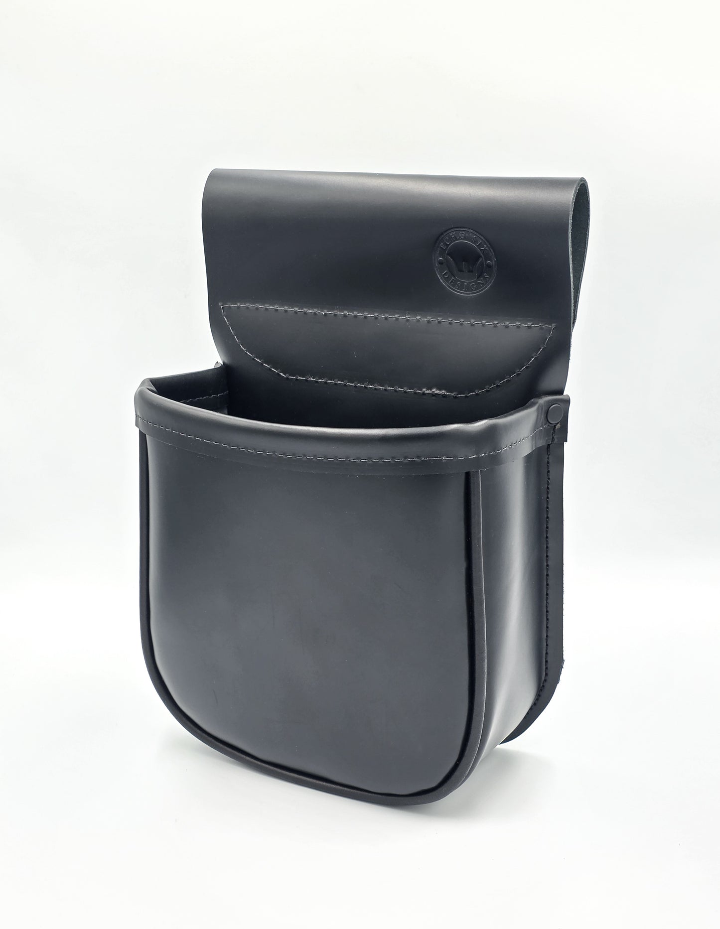 Leather Shotgun Shell Pouch - Single Pocket - Chrome Tanned Black