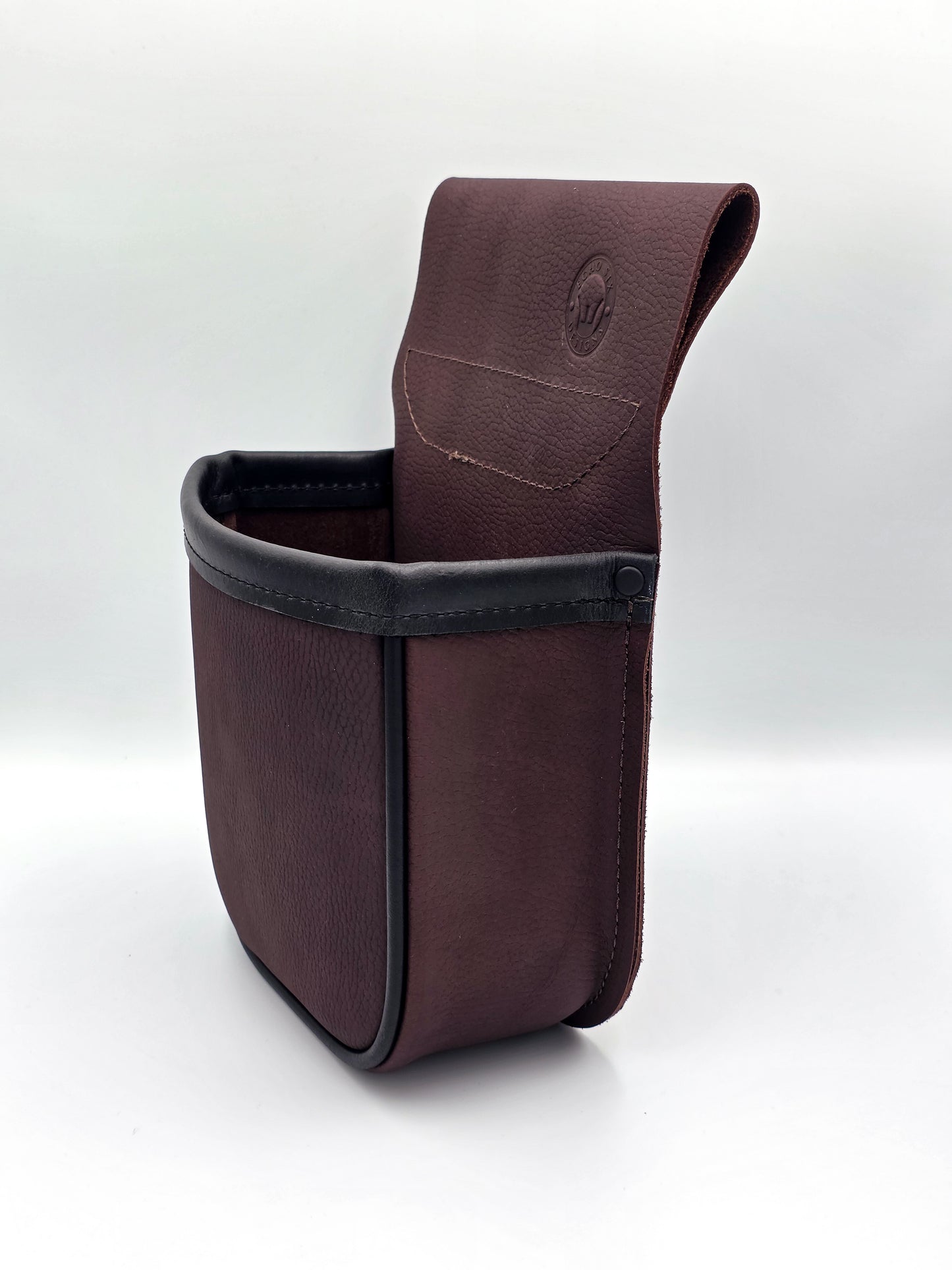 Leather Shotgun Shell Pouch - Single Pocket - Pebble Brown and Black