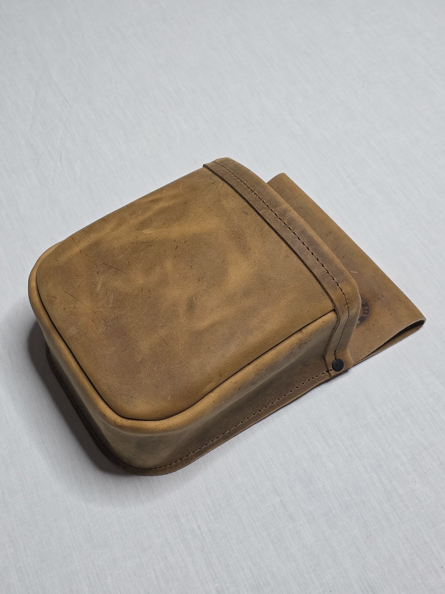 Handmade Distressed Leather Shotgun Shell Bag - Rustic Shooting Pouch for Trap, Skeet & Sporting Clays – Fits 2.25” Belt - Belt Shell Holder