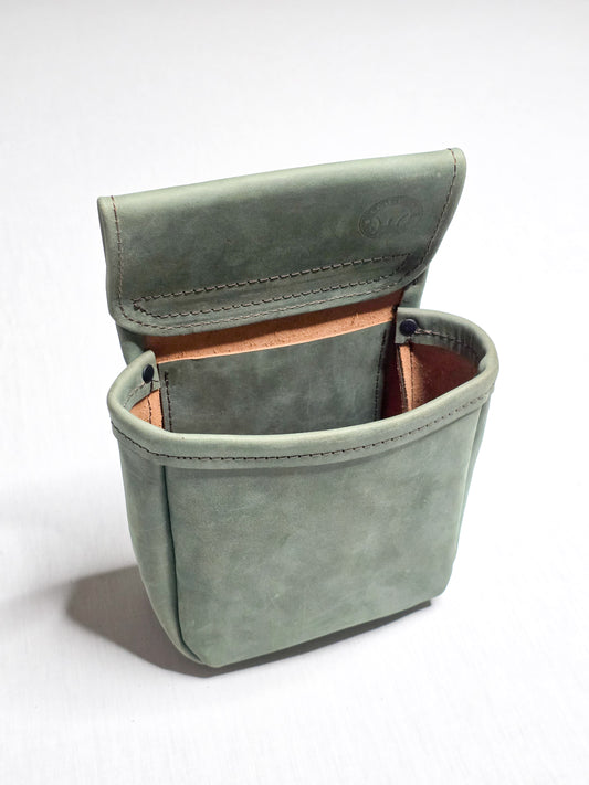 Handmade Sage Leather Shotgun Shell Pouch - Rolled Edge Shooting Bag for Trap, Skeet & Sporting Clays - Shotgun Shell Bag