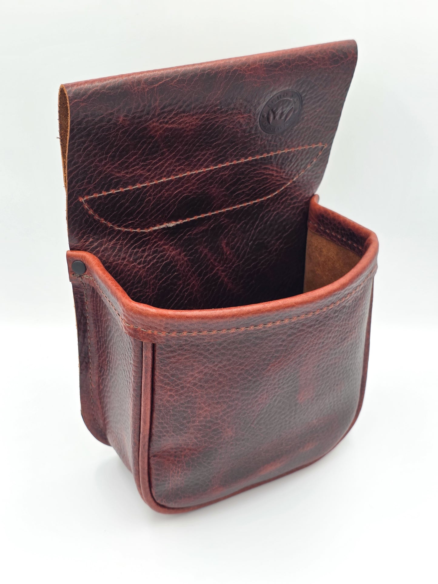 Leather Shotgun Shell Pouch - Single Pocket - Chrome Tanned Mahogany