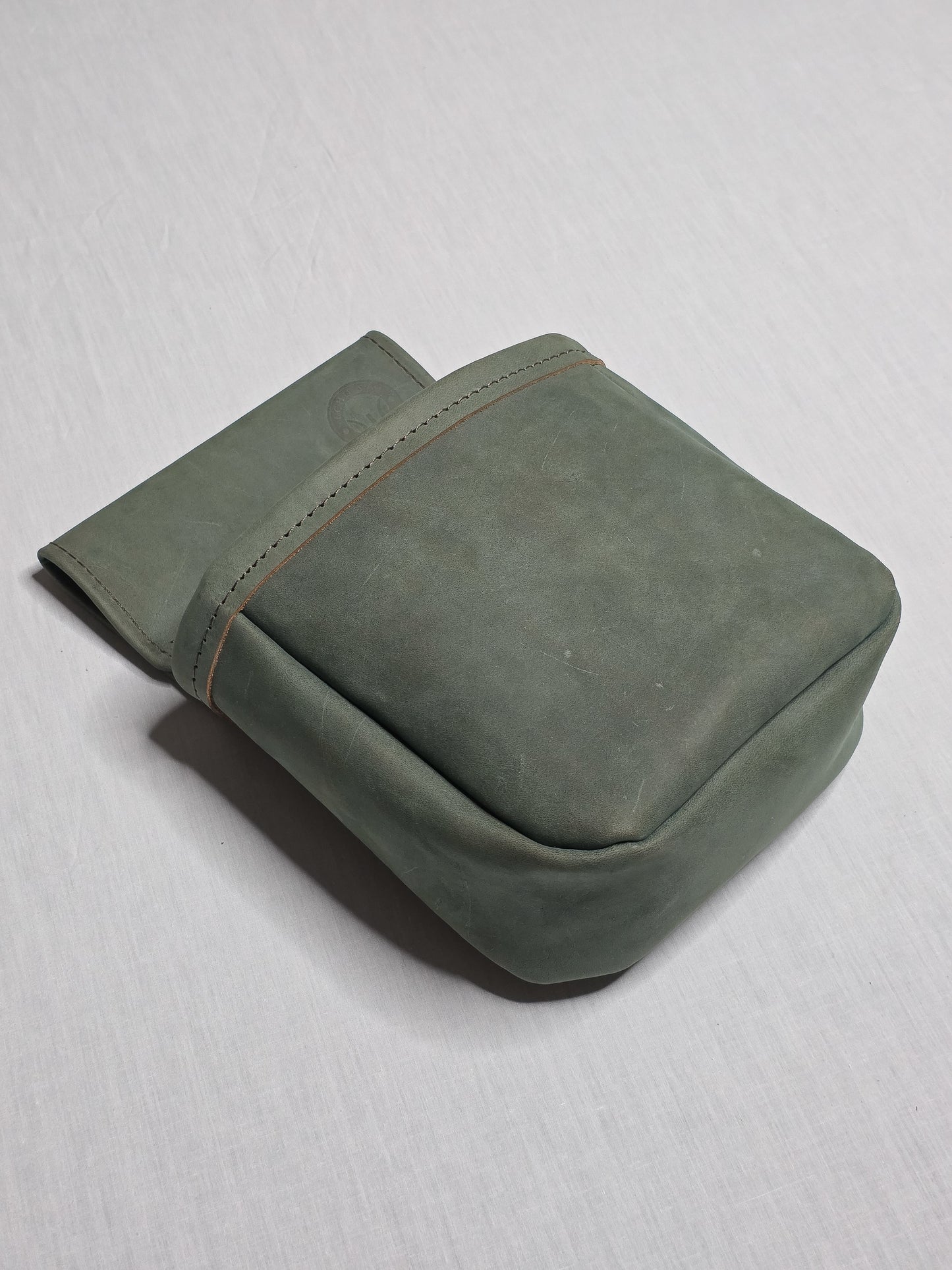 Handmade Sage Leather Shotgun Shell Pouch - Rolled Edge Shooting Bag for Trap, Skeet & Sporting Clays - Shotgun Shell Bag