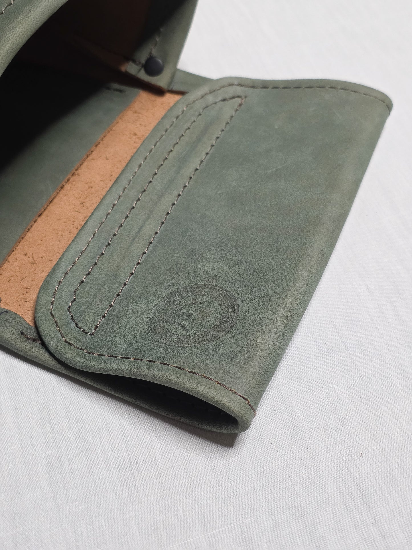 Handmade Sage Leather Shotgun Shell Pouch - Rolled Edge Shooting Bag for Trap, Skeet & Sporting Clays - Shotgun Shell Bag
