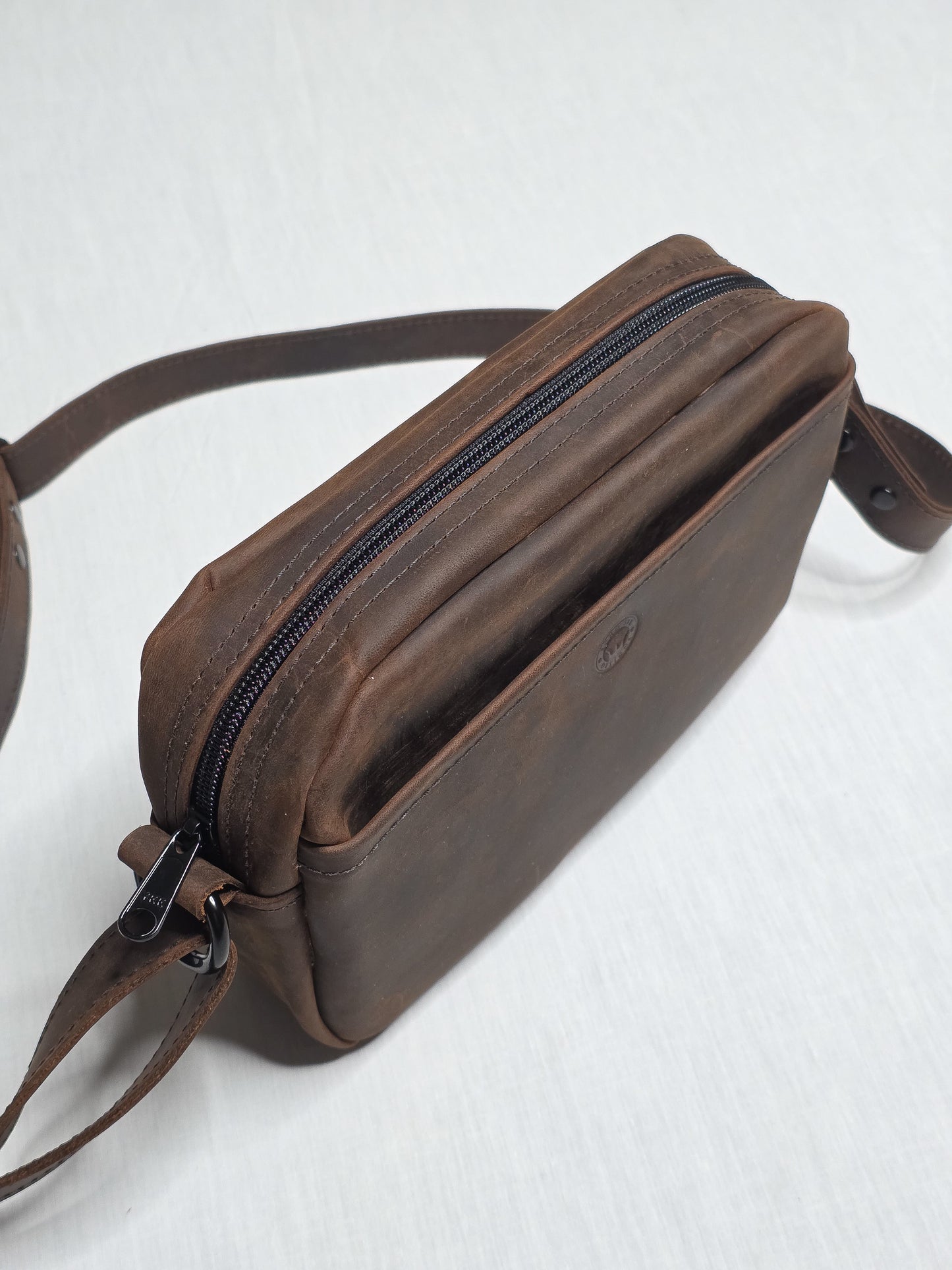 Sundance Leather Crossbody Bag (9"x7") | Small Camera Bag | Adjustable Strap | Everyday Minimalist Purse | Handmade by Echo Six Designs