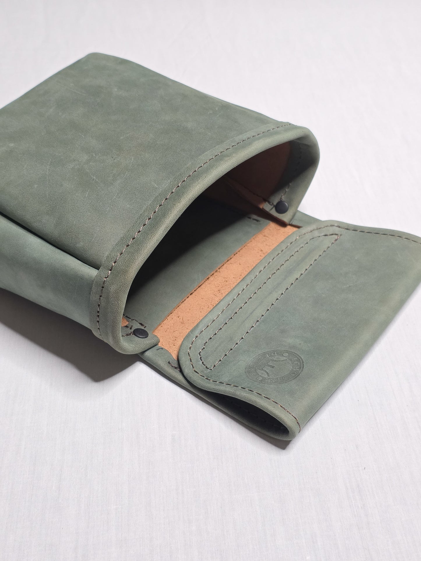 Handmade Sage Leather Shotgun Shell Pouch - Rolled Edge Shooting Bag for Trap, Skeet & Sporting Clays - Shotgun Shell Bag