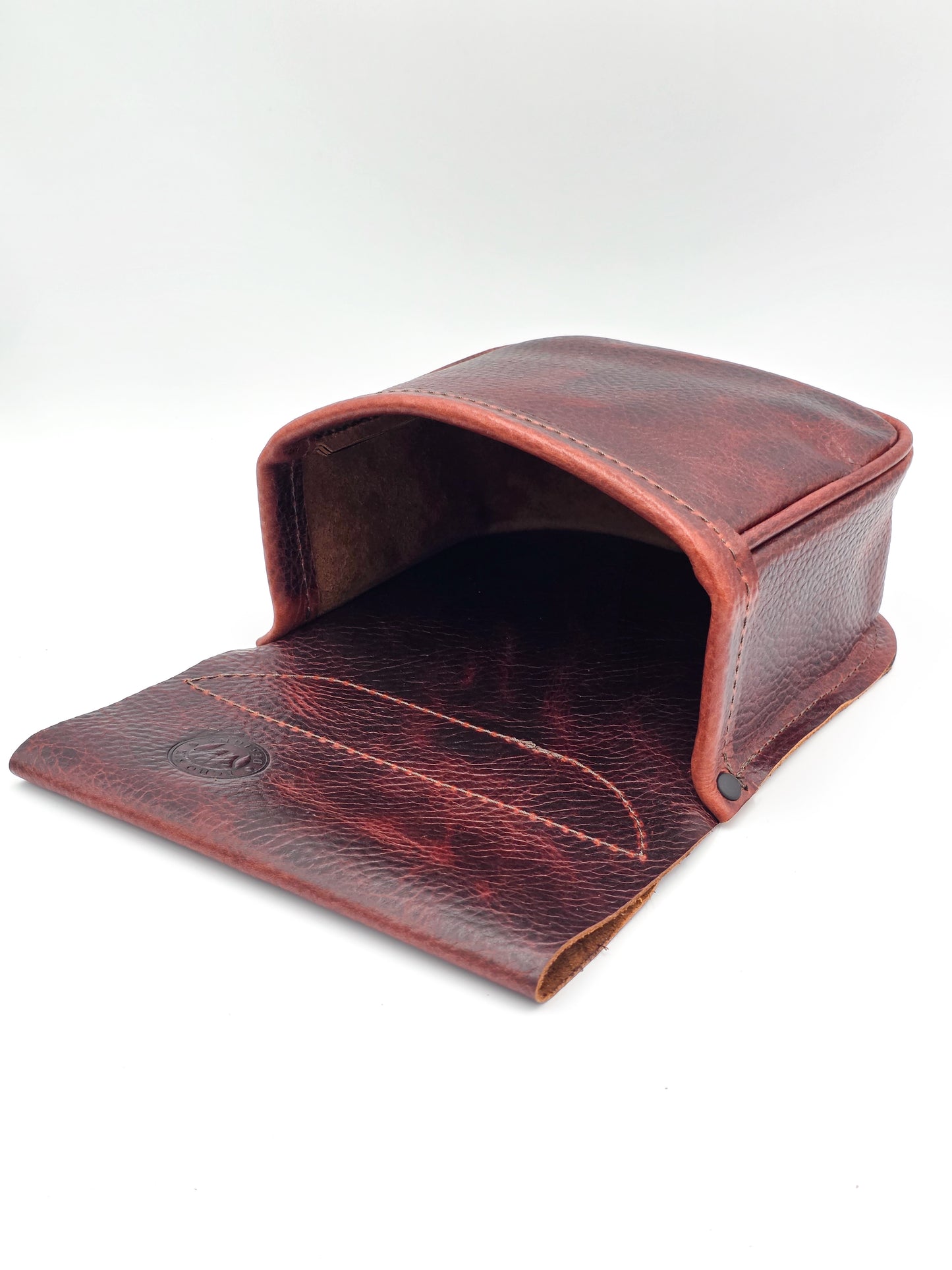 Leather Shotgun Shell Pouch - Single Pocket - Chrome Tanned Mahogany