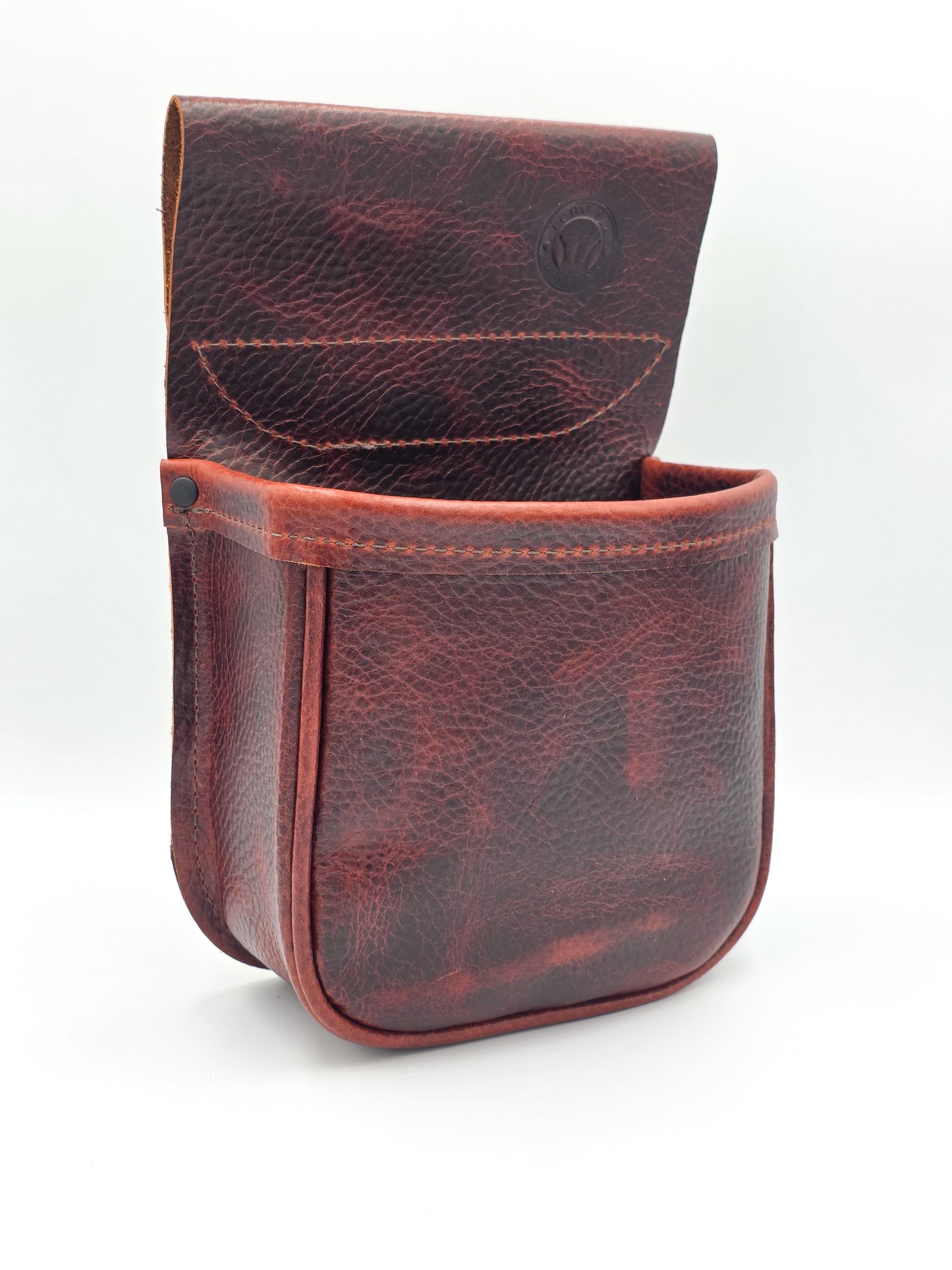Leather Shotgun Shell Pouch - Single Pocket - Chrome Tanned Mahogany