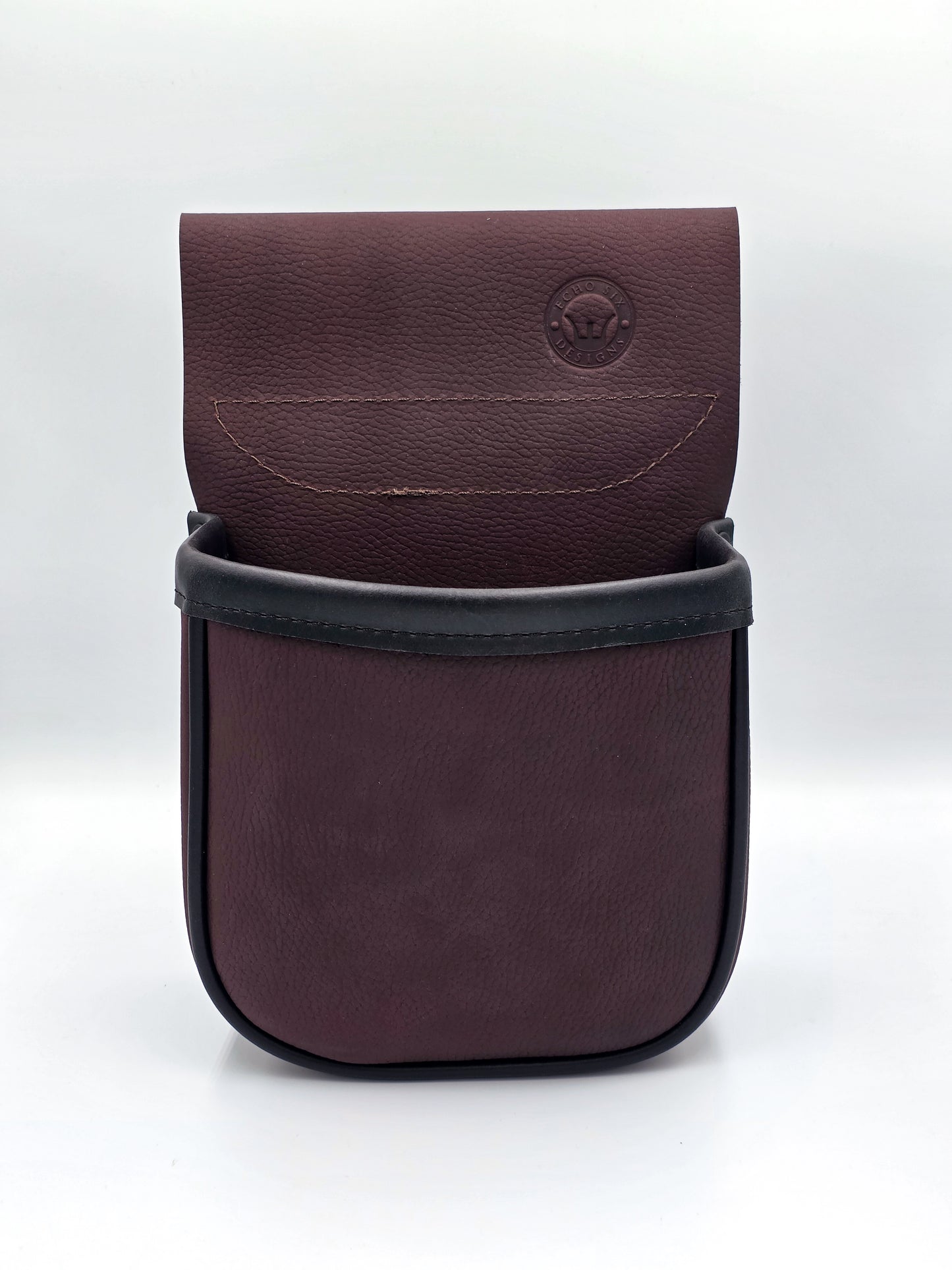 Leather Shotgun Shell Pouch - Single Pocket - Pebble Brown and Black