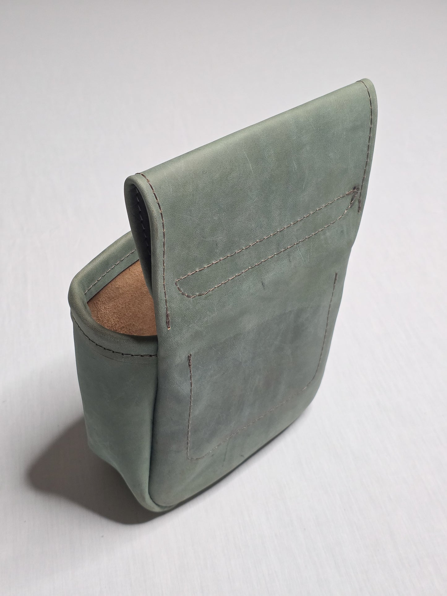 Handmade Sage Leather Shotgun Shell Pouch - Rolled Edge Shooting Bag for Trap, Skeet & Sporting Clays - Shotgun Shell Bag