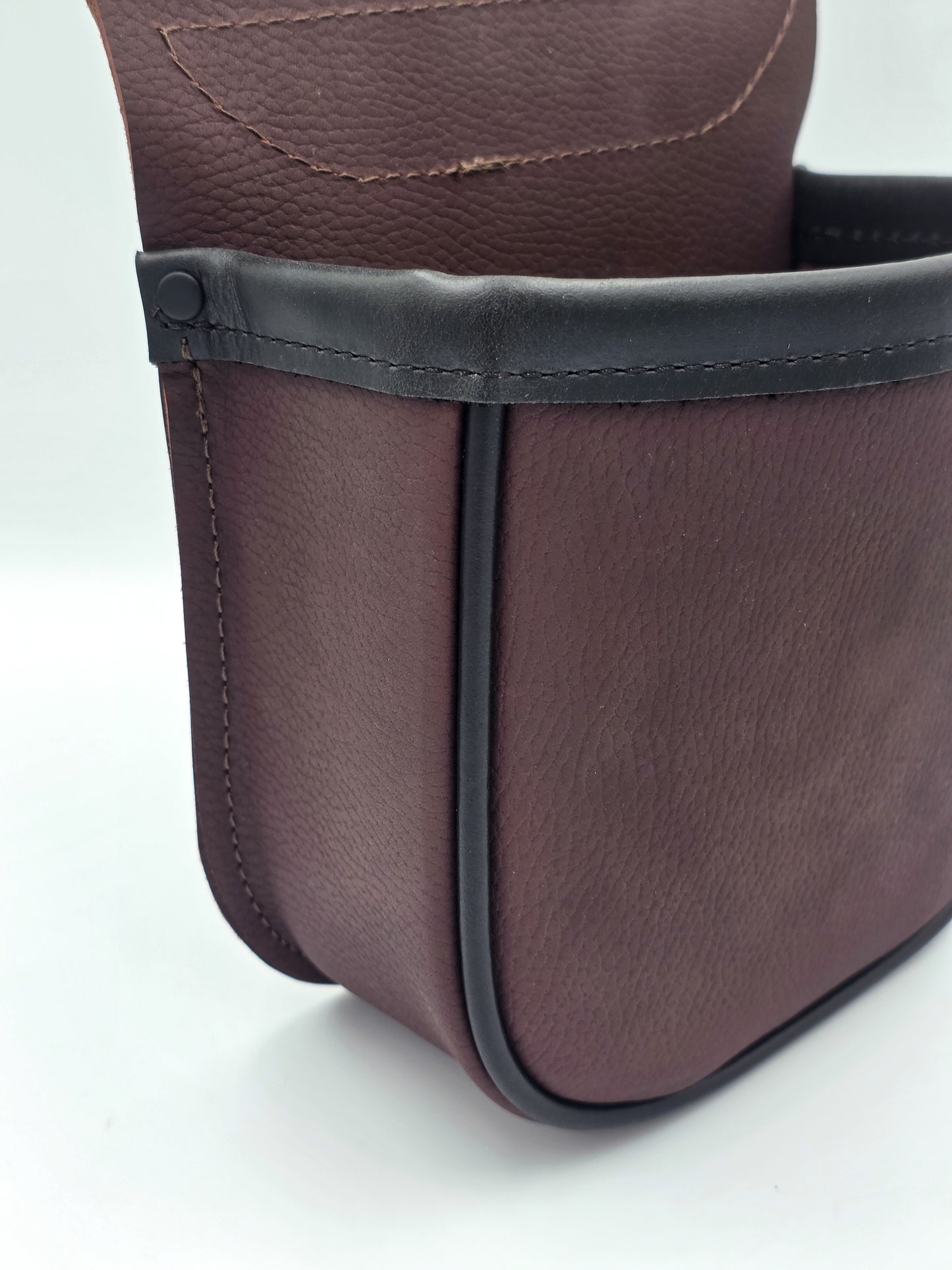 Leather Shotgun Shell Pouch - Single Pocket - Pebble Brown and Black