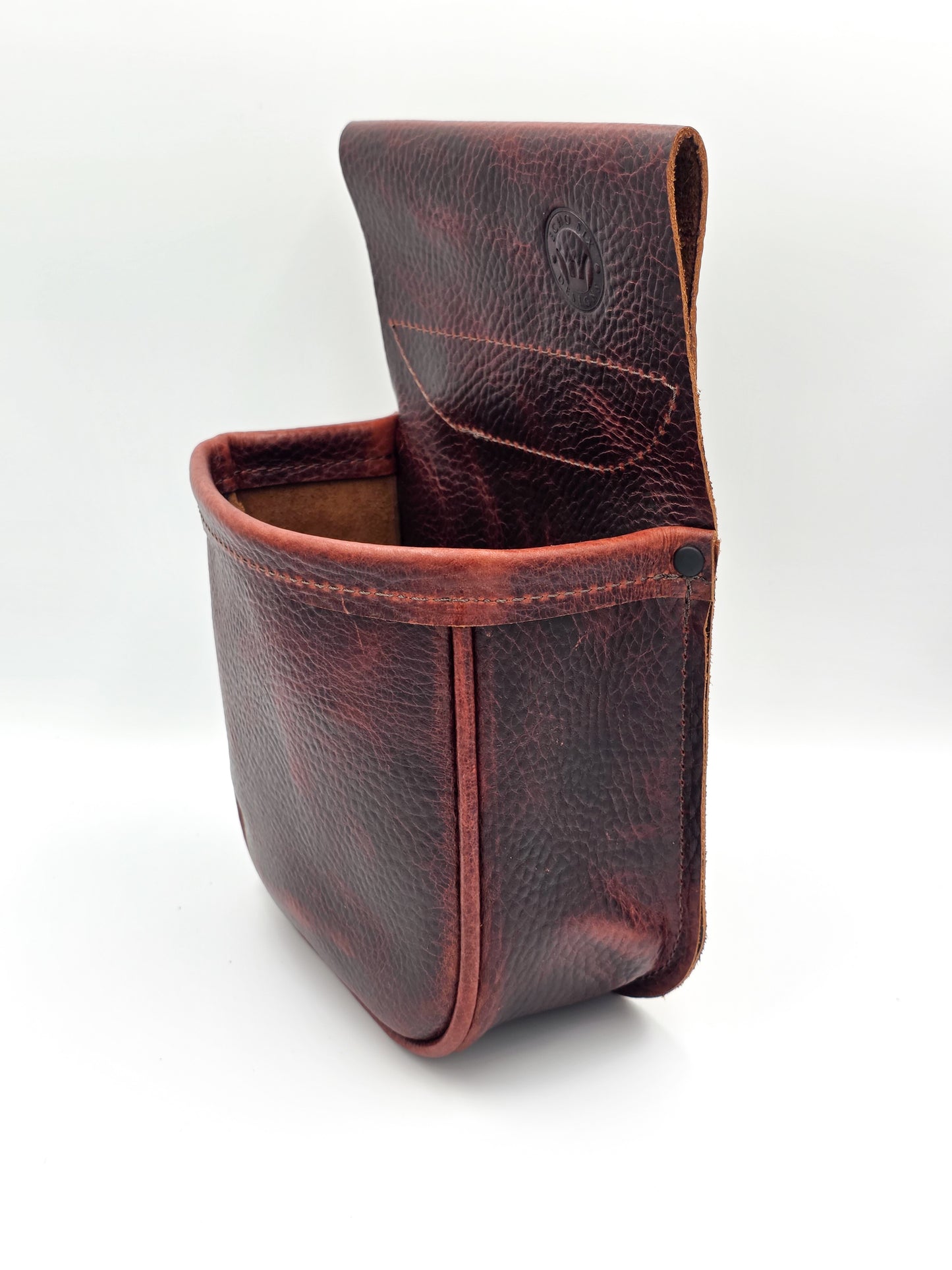 Leather Shotgun Shell Pouch - Single Pocket - Chrome Tanned Mahogany