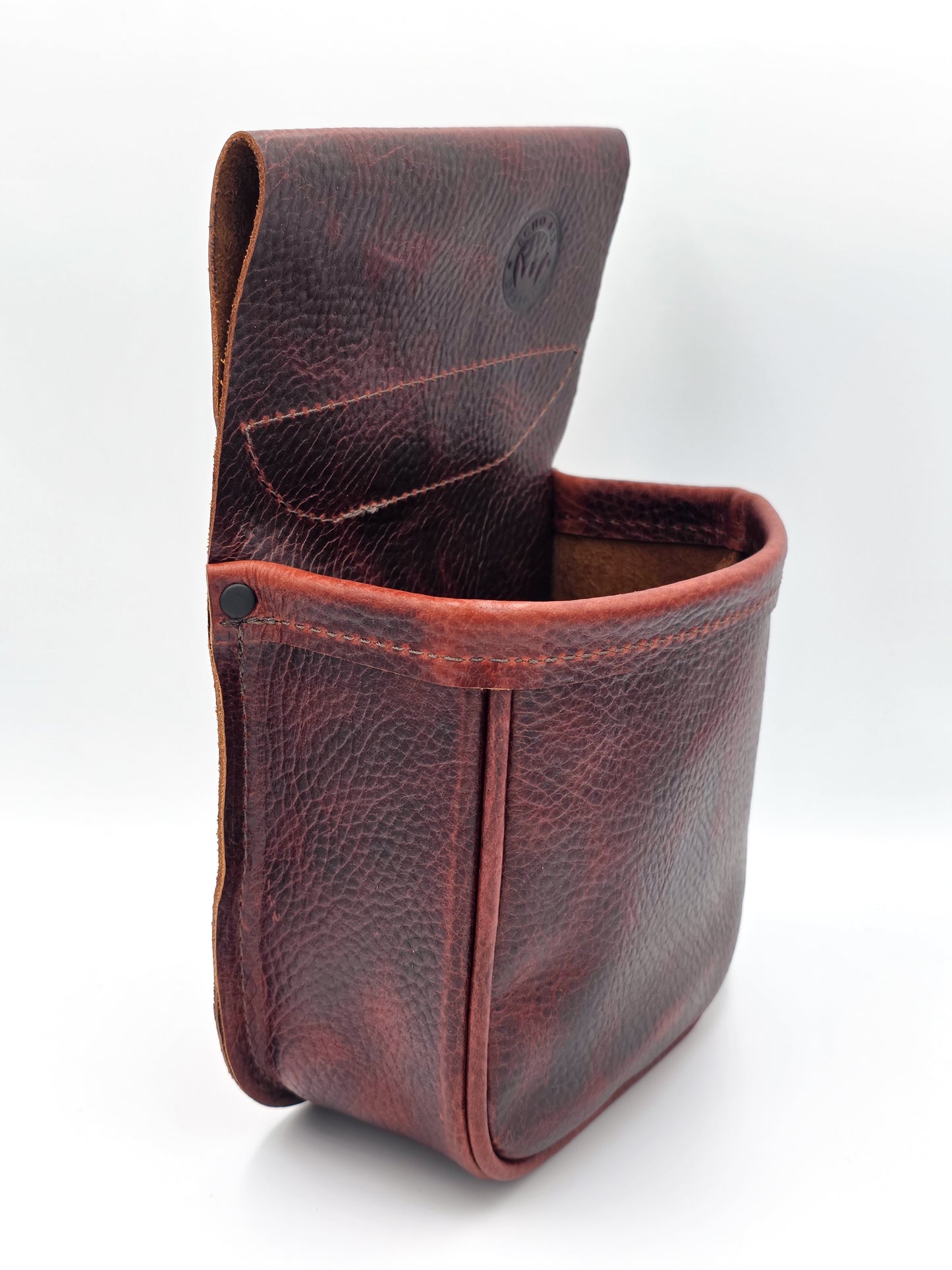 Leather Shotgun Shell Pouch - Single Pocket - Chrome Tanned Mahogany