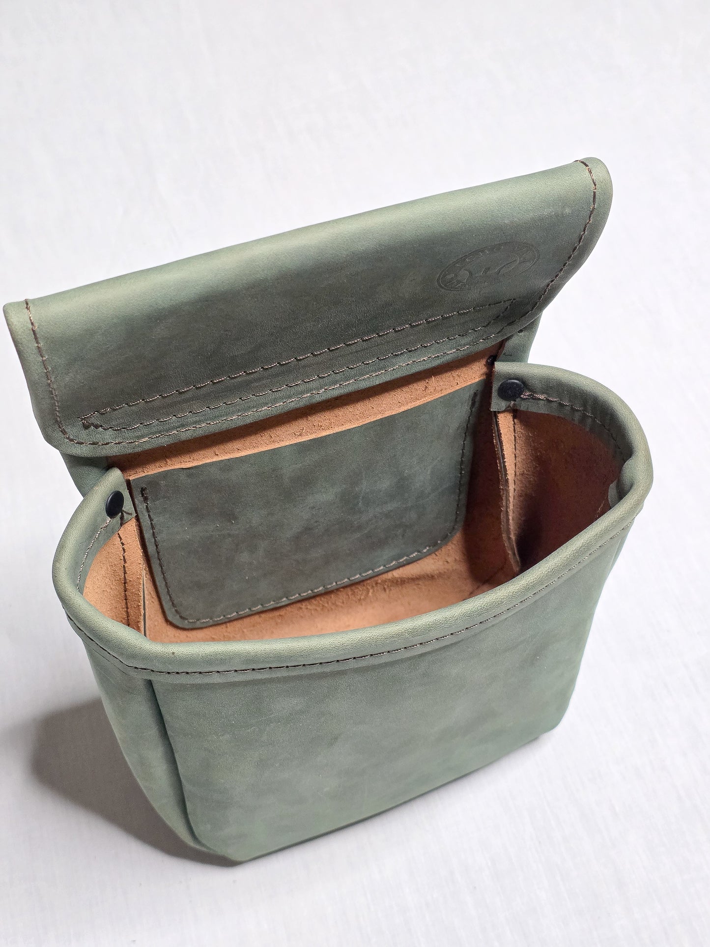 Handmade Sage Leather Shotgun Shell Pouch - Rolled Edge Shooting Bag for Trap, Skeet & Sporting Clays - Shotgun Shell Bag