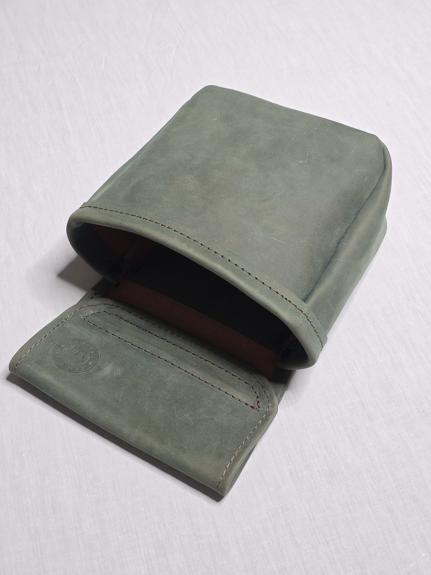 Handmade Sage Leather Shotgun Shell Pouch - Rolled Edge Shooting Bag for Trap, Skeet & Sporting Clays - Shotgun Shell Bag