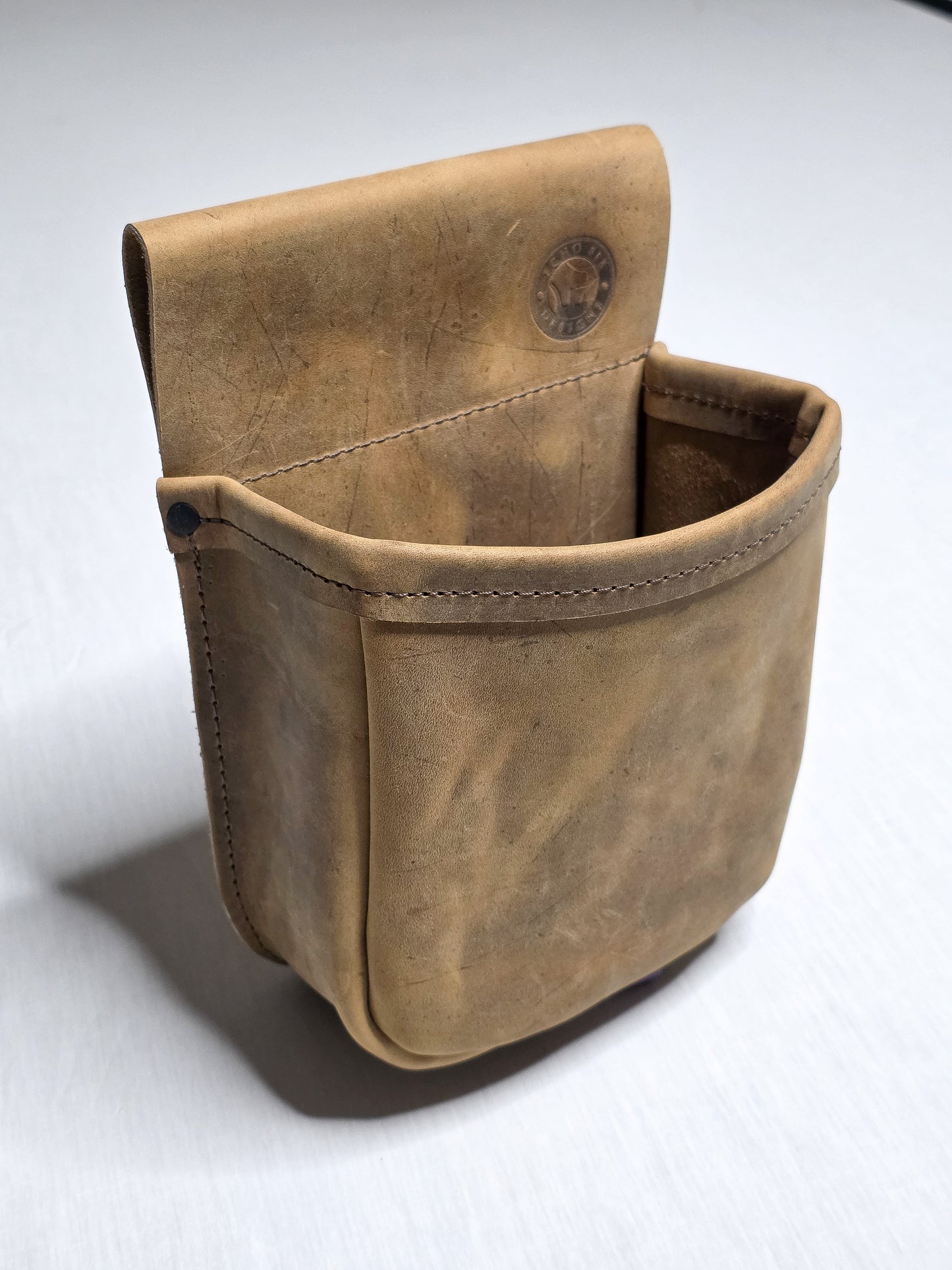 Handmade Distressed Leather Shotgun Shell Bag - Rustic Shooting Pouch for Trap, Skeet & Sporting Clays – Fits 2.25” Belt - Belt Shell Holder