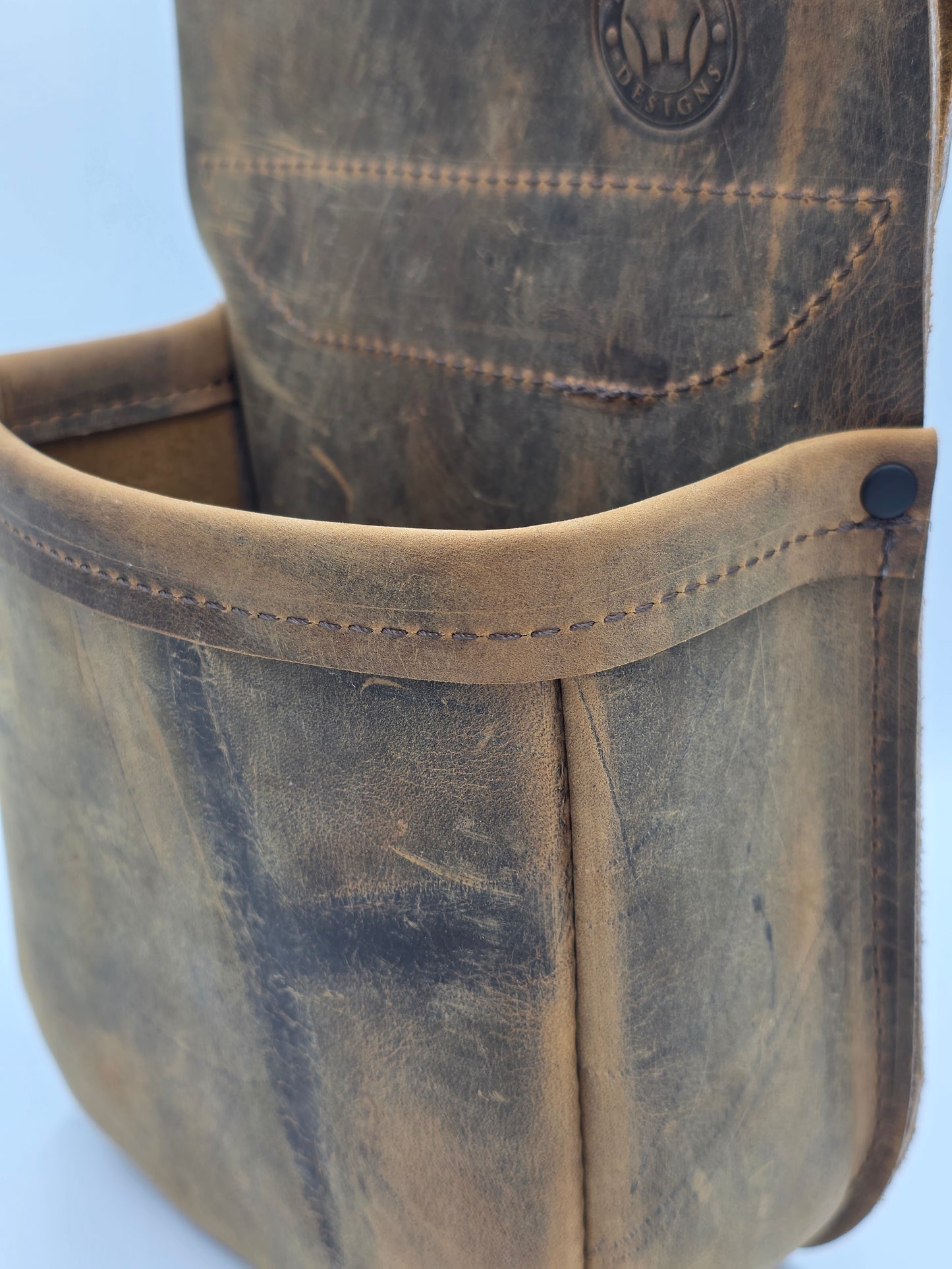 Handmade Leather Shotgun Shell Bag Distressed - Shooting Pouch for Trap, Skeet & Sporting Clays – Fits 2.5” Belt - 100 20ga Shell Capacity